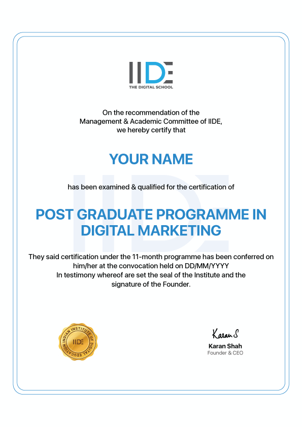 IIDE PG certificate